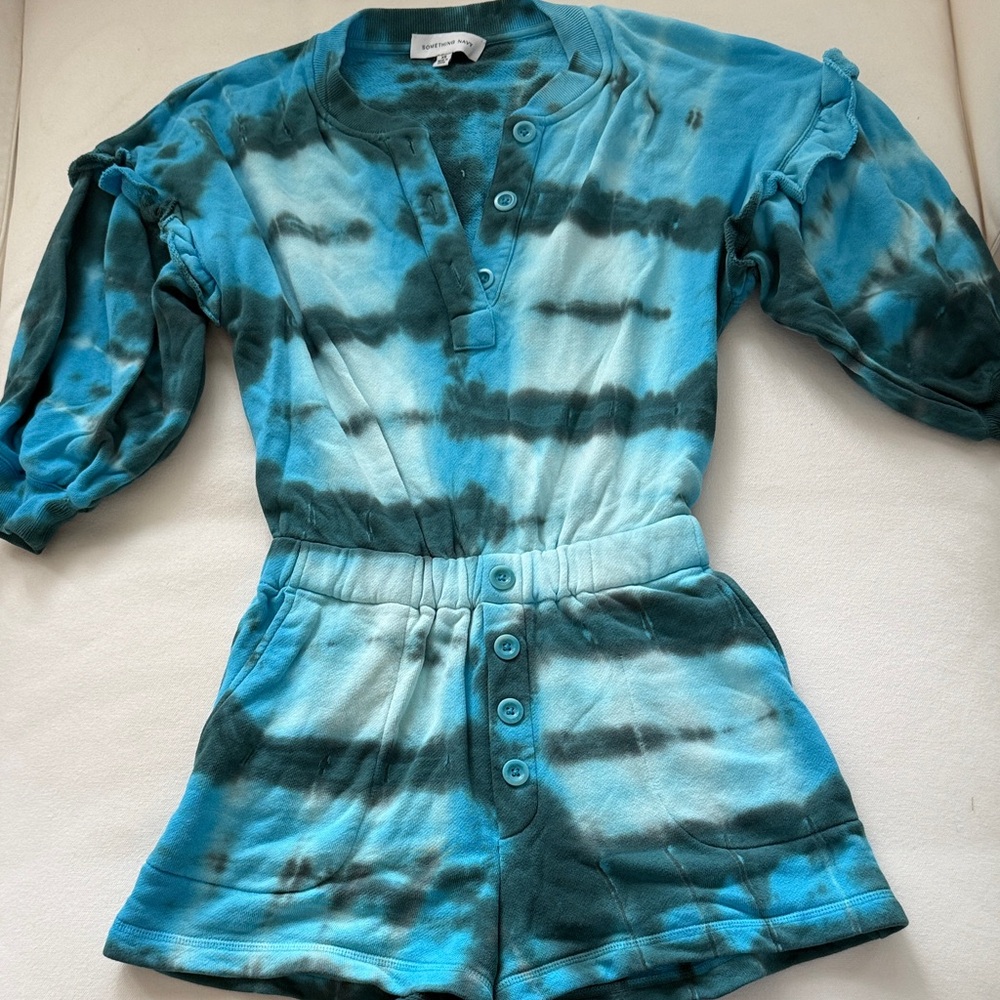 Something Navy Teal Tie-Dye Romper
